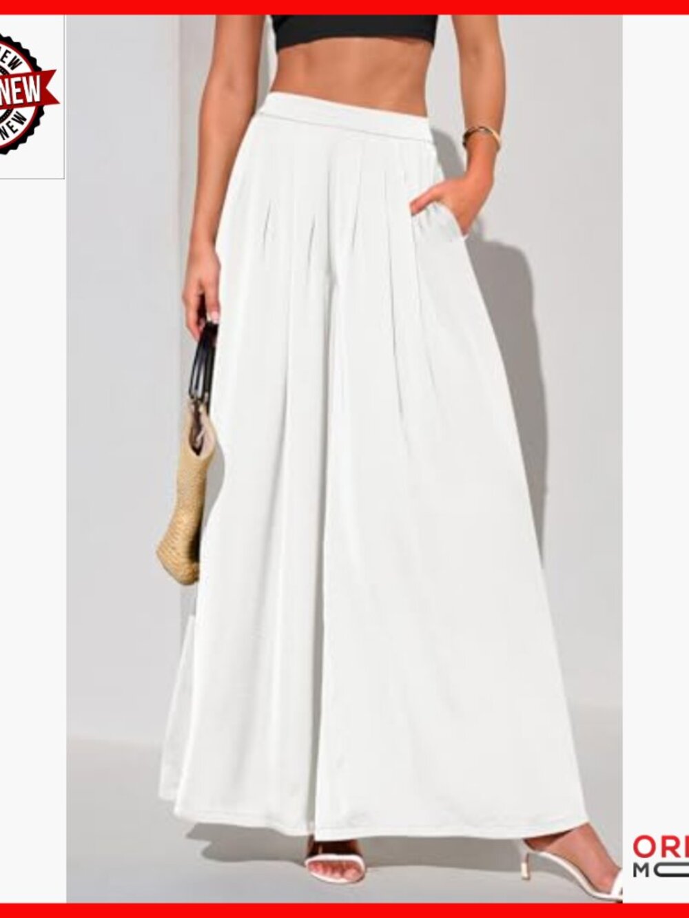 High Waisted Wide Leg Palazzo Pants Loose Fit Flowy Work Lounge - Picture 2 of 7